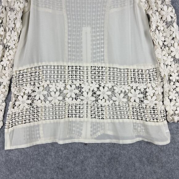 Latiste Top Womens Small Ivory Floral Crochet Lace Sheer Fairy Romantic Whimsy - Picture 3 of 16